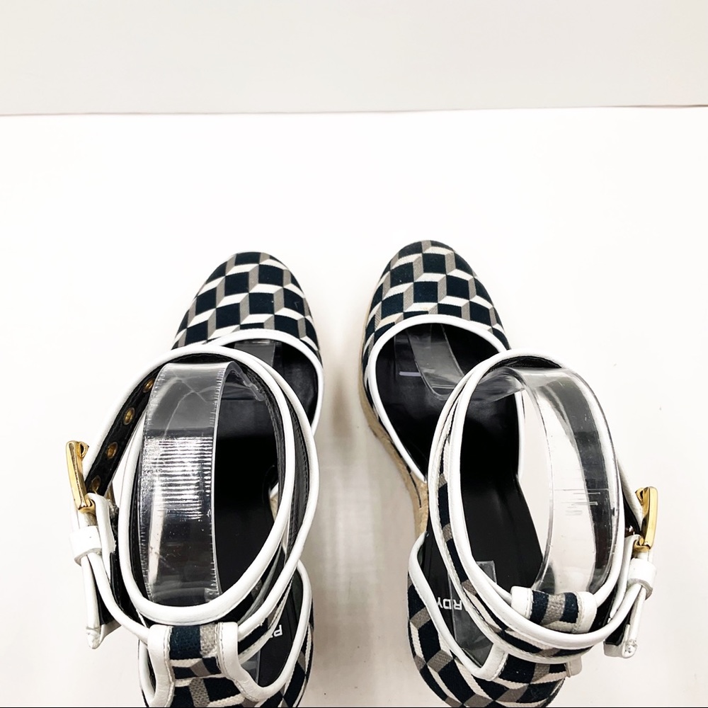 {Pierre Hardy} Canvas & Leather Cubed Print Espadrille Wedges - Picture 13 of 16